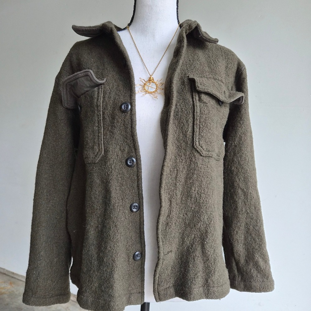 Banana Republic Wool Jacket Women L Gorpcore Earthy Utility Minimalist Cabincore
